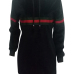  Causal Hooded Collar Long Sleeve Striped Patchwork Black Velvet Hoodies