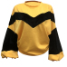  Chic Round Neck Lantern Sleeves Patchwork Yellow Polyester Hoodies