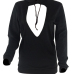  Euramerican Hooded Collar Chest Hollow-out Black Polyester Hoodies