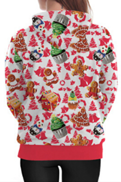  Euramerican Hooded Collar Christmas Printed Polyester Hoodies(Non Positioning Printing)