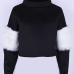  Euramerican Mandarin Collar Villus Patchwork Black Polyester Hoodies