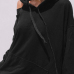  Fashionable Hooded Collar Hollow-out Black Cotton Hoodies