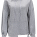  Fashionable Hooded Collar Hollow-out Grey Cotton Hoodies