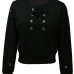  Fashionable V Neck Lace-up Hollow-out Black Polyester Hoodies