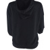  Leisure Long Sleeves Hollow-out Black Polyester Hoodies