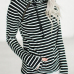  Leisure Long Sleeves Striped Black Polyester Pullovers