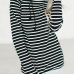  Leisure Long Sleeves Striped Black Polyester Pullovers