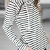  Leisure Long Sleeves Striped White Polyester Pullovers