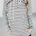  Leisure Long Sleeves Striped White Polyester Pullovers