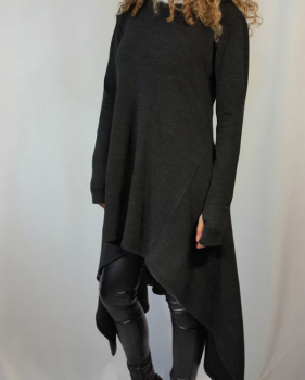  Leisure Round Neck Long Sleeves Black Cotton Blends Pullovers