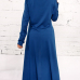  Leisure Round Neck Long Sleeves Blue Cotton Blends Pullovers