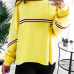  Leisure Round Neck Patchwork Yellow Polyester Pullovers