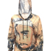 Euramerican Hooded Collar Long Sleeves Printed Gold Polyester Hoodies