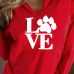 Euramerican Letters Printed Red Cotton Hoodies