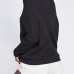 Euramerican Round Neck Long Sleeves Black Blending Hoodies