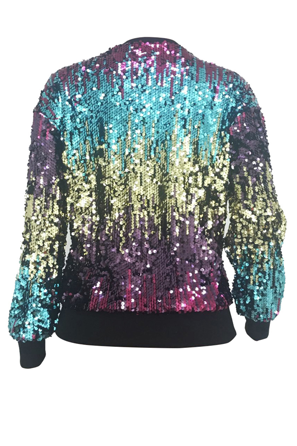 Euramerican Round Neck Sequined Decorative Polyester Hoodies