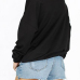 Leisure Dew Shoulder Elephant Printed  Black Polyester Pullovers