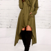 Leisure Heaps Collar Asymmetrical Army Green Cotton Blends Pullovers