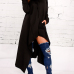 Leisure Heaps Collar Asymmetrical Black Cotton Blends Pullovers