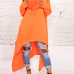 Leisure Heaps Collar Asymmetrical Orange Cotton Blends Pullovers