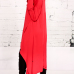 Leisure Heaps Collar Asymmetrical Red Cotton Blends Pullovers