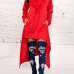 Leisure Heaps Collar Asymmetrical Red Cotton Blends Pullovers