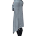 Leisure Long Sleeves Hooded Design Asymmetrical Light Grey Cotton Hoodie