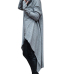 Leisure Long Sleeves Hooded Design Asymmetrical Light Grey Cotton Hoodie