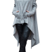 Leisure Long Sleeves Hooded Design Asymmetrical Light Grey Cotton Hoodie