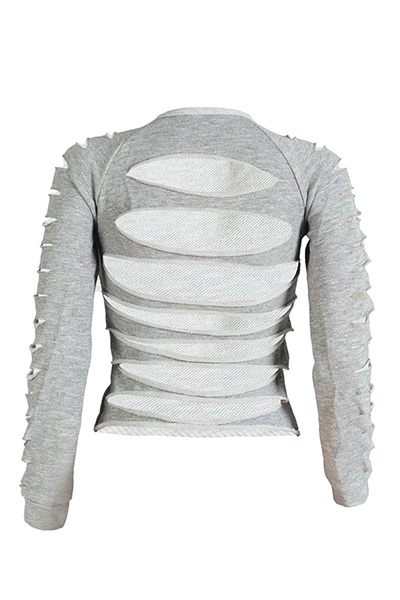 Leisure Round Neck Long Sleeves Hollow-out Grey Cotton Pullovers