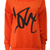 Leisure Round Neck Long Sleeves Letters Printing Orange Cotton Pullover