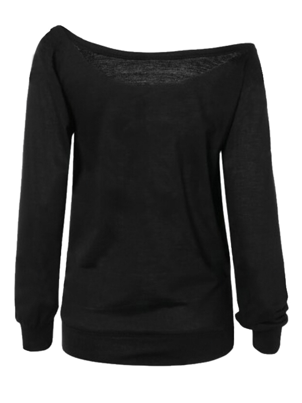 Leisure Round Neck Pumpkin Printing Black Cotton Pullovers(Halloween)