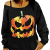 Leisure Round Neck Pumpkin Printing Black Cotton Pullovers(Halloween)