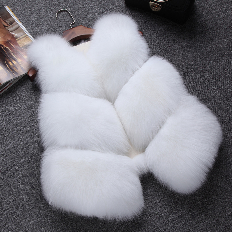  Euramerican V Neck Fur Design White Waistcoats