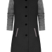  Stylish Turndown Collar Patchwork Black+Grey Polyester Coat