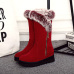 Stylish Round Toe Zipper Design Low Heel Red Suede Snow Boots