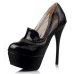 Fashion Round Closed Toe Stiletto Super High Heels BLack PU Pumps