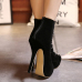 Fashion Round Peep Toe Lace-up Stiletto Super High Heel Black PU Basic Pumps