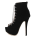 Fashion Round Peep Toe Lace-up Stiletto Super High Heel Black PU Basic Pumps