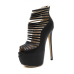 Stylish Round Peep Toe Hollow-out Stiletto Super High Heel PU Gladiator Pumps