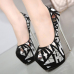 Stylish Round Toe Closed Toe Sequined Decorative Stiletto Super High Heel Black PU Basic Pumps