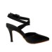 Trendy Pointed Closed Toe Bandage Stiletto Super High Heel Black PU Cross Strap Pumps