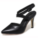 Trendy Pointed Closed Toe Bandage Stiletto Super High Heel Black PU Cross Strap Pumps