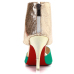 Trendy Round Peep Toe Color-block Patchwork Stiletto Super High Heel Green PU Pumps