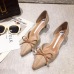 2019 New fashion versatile pointy shoes women's bow shoes #95019