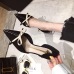 2019 New fashion versatile pointy shoes women's bow shoes #95019