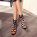 Stylish Open-Toe Rivet Decoration Hollow-out Flat Low Heel Black PU Gladiator Sandals