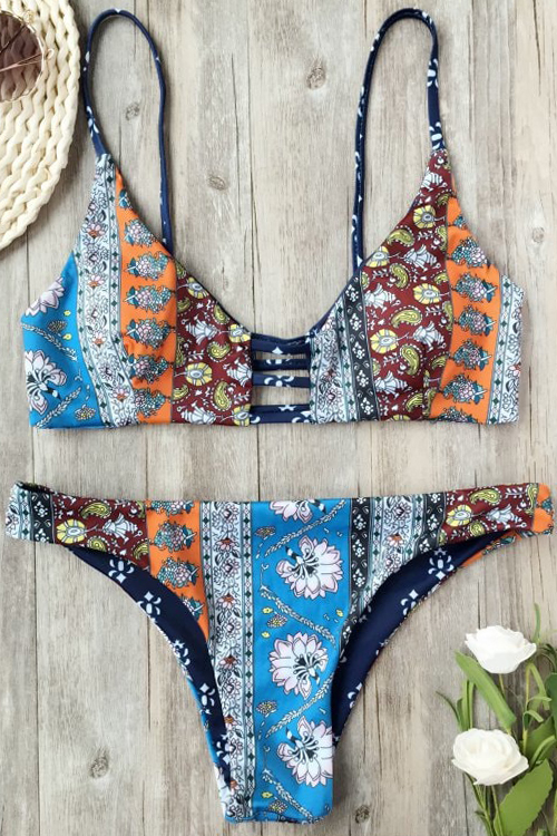  Sexy Printed Nylon Bikini Set