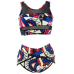 Charming Round Neck Printed Polyester Two-piece Swimwear