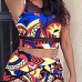 Charming Round Neck Printed Polyester Two-piece Swimwear